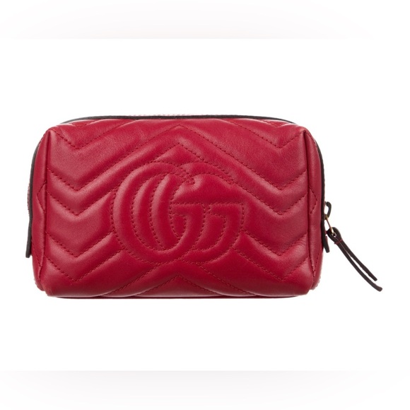 GUCCI CALFSKIN MATELASSE GG MARMONT COSMETIC CASE IN RED EUC - Picture 13 of 15
